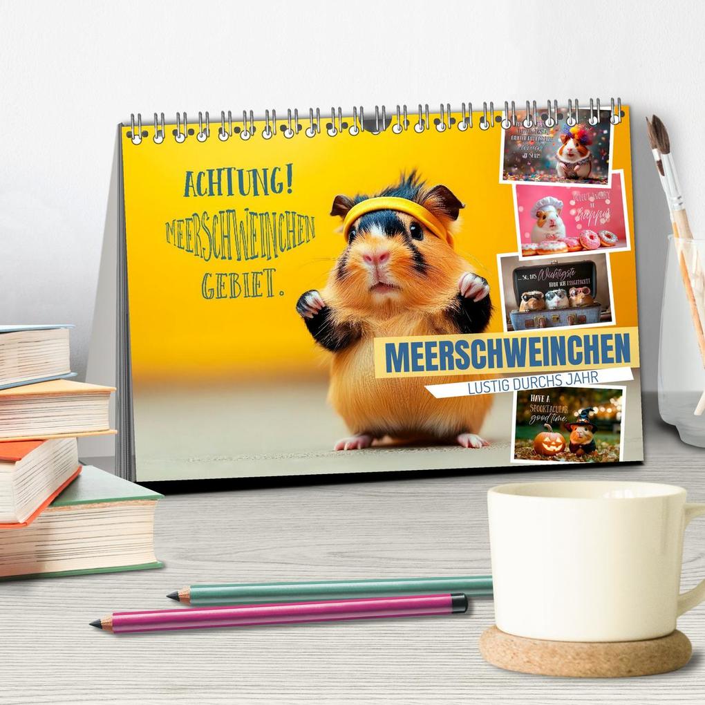 Weitere Ansicht: Meerschweinchen LUSTIG DURCHS JAHR (Tischkalender 2026 DIN A5 quer), CALVENDO Monatskalender | Melanie Viola, Calvendo