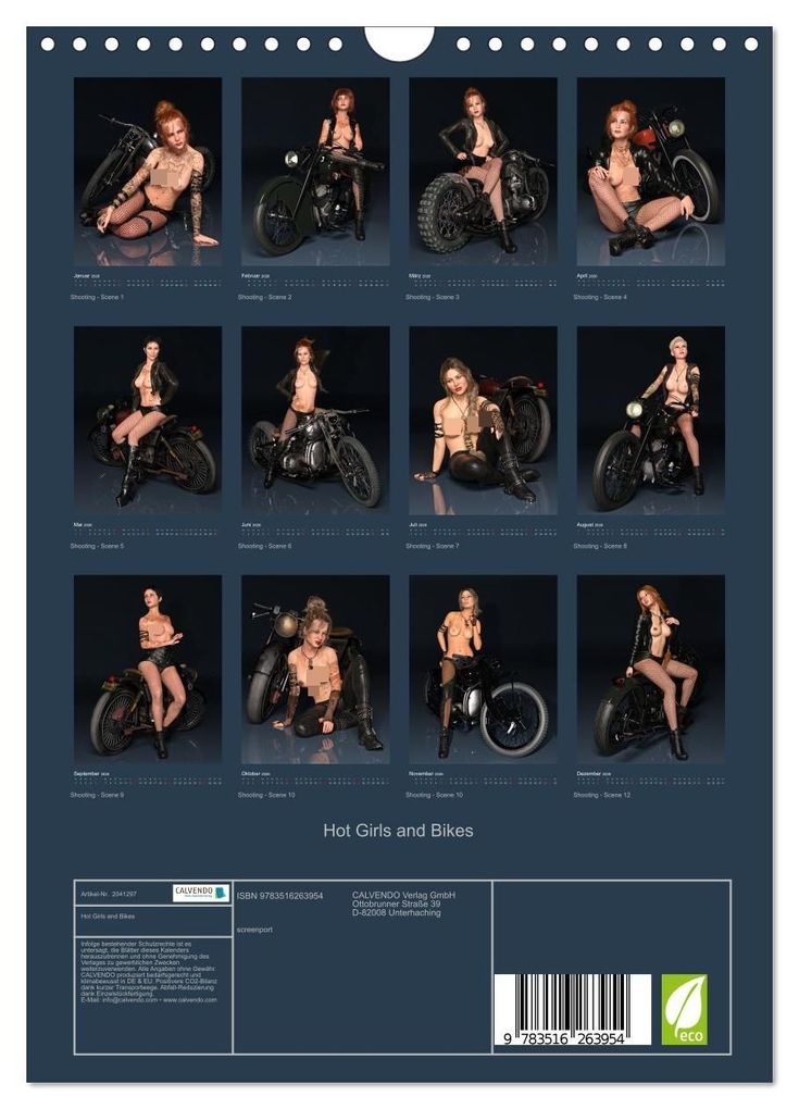 Weitere Ansicht: Hot Girls and Bikes (Wandkalender 2026 DIN A4 hoch), CALVENDO Monatskalender | screenport screenport, Calvendo, screenport