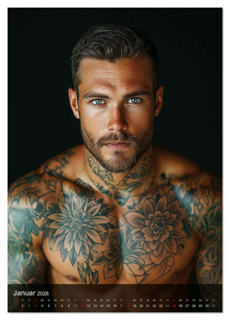 Weitere Ansicht: NACKTE HAUT - Tätowierte Männlichkeit (Wandkalender 2026 DIN A3 hoch), CALVENDO Monatskalender | MB Fotografie, Calvendo