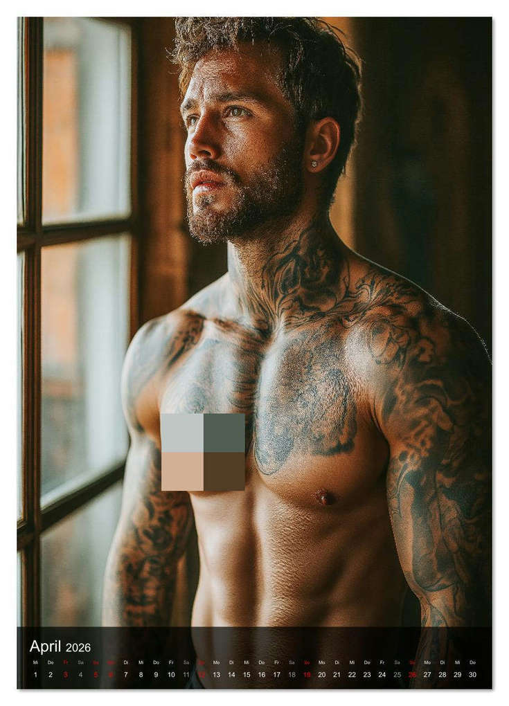 Weitere Ansicht: NACKTE HAUT - Tätowierte Männlichkeit (Wandkalender 2026 DIN A3 hoch), CALVENDO Monatskalender | MB Fotografie, Calvendo