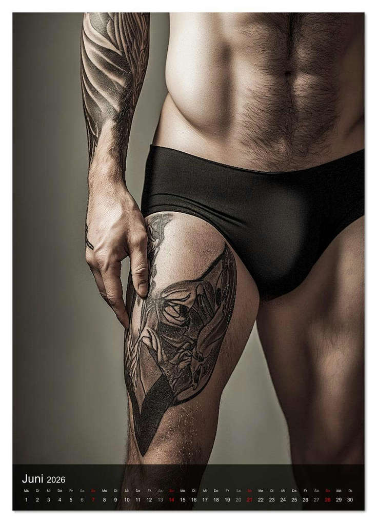 Weitere Ansicht: NACKTE HAUT - Tätowierte Männlichkeit (Wandkalender 2026 DIN A3 hoch), CALVENDO Monatskalender | MB Fotografie, Calvendo