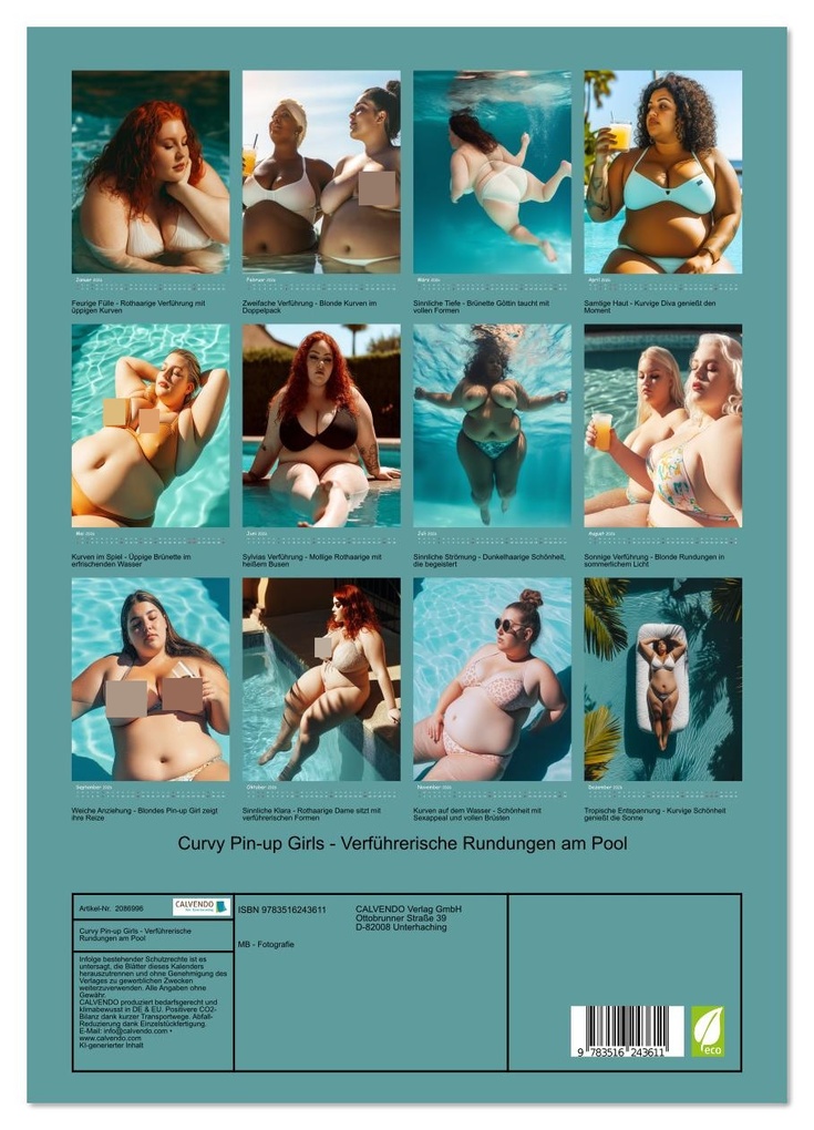 Weitere Ansicht: Curvy Pin-up Girls - Verführerische Rundungen am Pool (Wandkalender 2026 DIN A3 hoch), CALVENDO Monatskalender | MB - Fotografie, Calvendo
