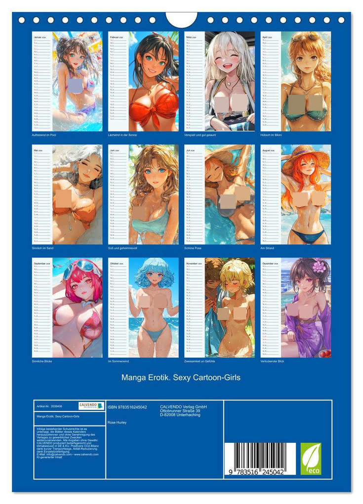 Weitere Ansicht: Manga Erotik. Sexy Cartoon-Girls (Wandkalender 2026 DIN A4 hoch), CALVENDO Monatskalender | Rose Hurley, Calvendo