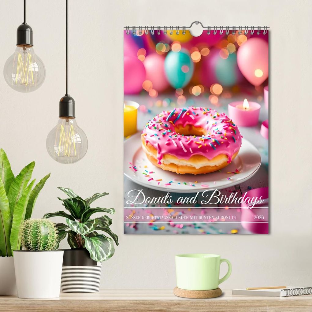 Weitere Ansicht: Donuts and Birthdays, süßer Geburtstagskalender mit bunte KI Donuts (Wandkalender 2026 DIN A4 hoch), CALVENDO Monatskalender | Fred Schimak, Calvendo
