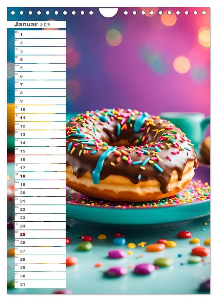Weitere Ansicht: Donuts and Birthdays, süßer Geburtstagskalender mit bunte KI Donuts (Wandkalender 2026 DIN A4 hoch), CALVENDO Monatskalender | Fred Schimak, Calvendo