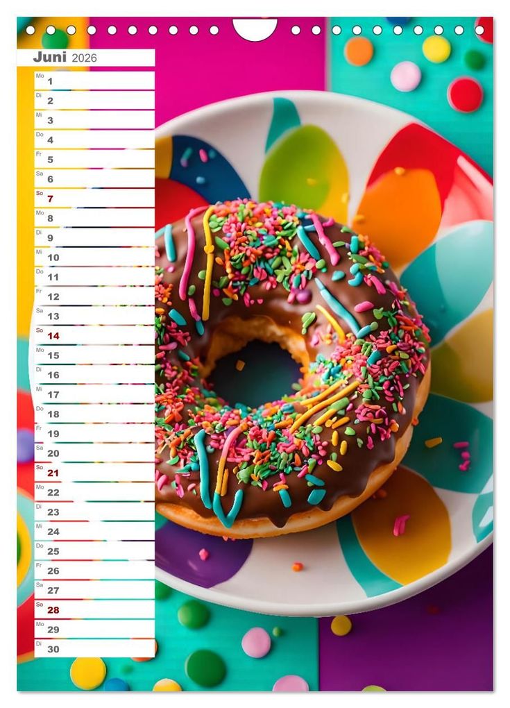 Weitere Ansicht: Donuts and Birthdays, süßer Geburtstagskalender mit bunte KI Donuts (Wandkalender 2026 DIN A4 hoch), CALVENDO Monatskalender | Fred Schimak, Calvendo