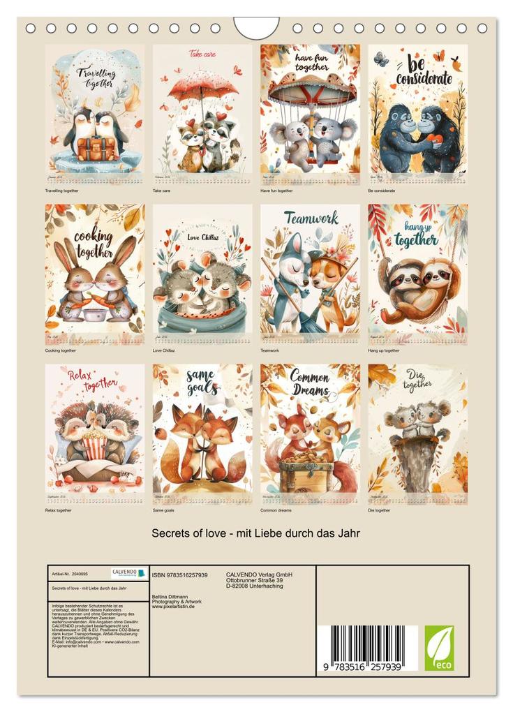 Weitere Ansicht: Secrets of love - mit Liebe durch das Jahr (Wandkalender 2026 DIN A4 hoch), CALVENDO Monatskalender | Bettina Dittmann, Calvendo