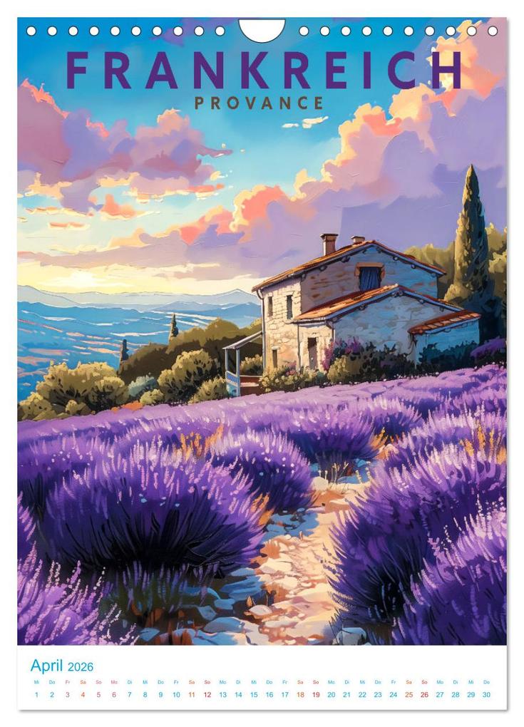 Weitere Ansicht: Frankreich - Old School Poster Style (Wandkalender 2026 DIN A4 hoch), CALVENDO Monatskalender | Val Thoermer, Calvendo
