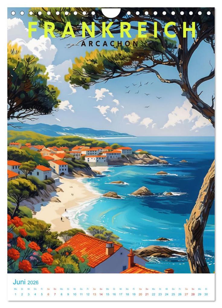 Weitere Ansicht: Frankreich - Old School Poster Style (Wandkalender 2026 DIN A4 hoch), CALVENDO Monatskalender | Val Thoermer, Calvendo