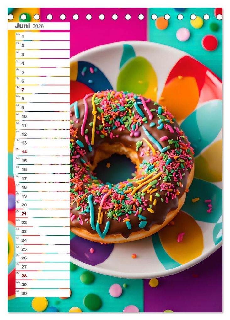 Weitere Ansicht: Donuts and Birthdays, süßer Geburtstagskalender mit bunte KI Donuts (Tischkalender 2026 DIN A5 hoch), CALVENDO Monatskalender | Fred Schimak, Calvendo