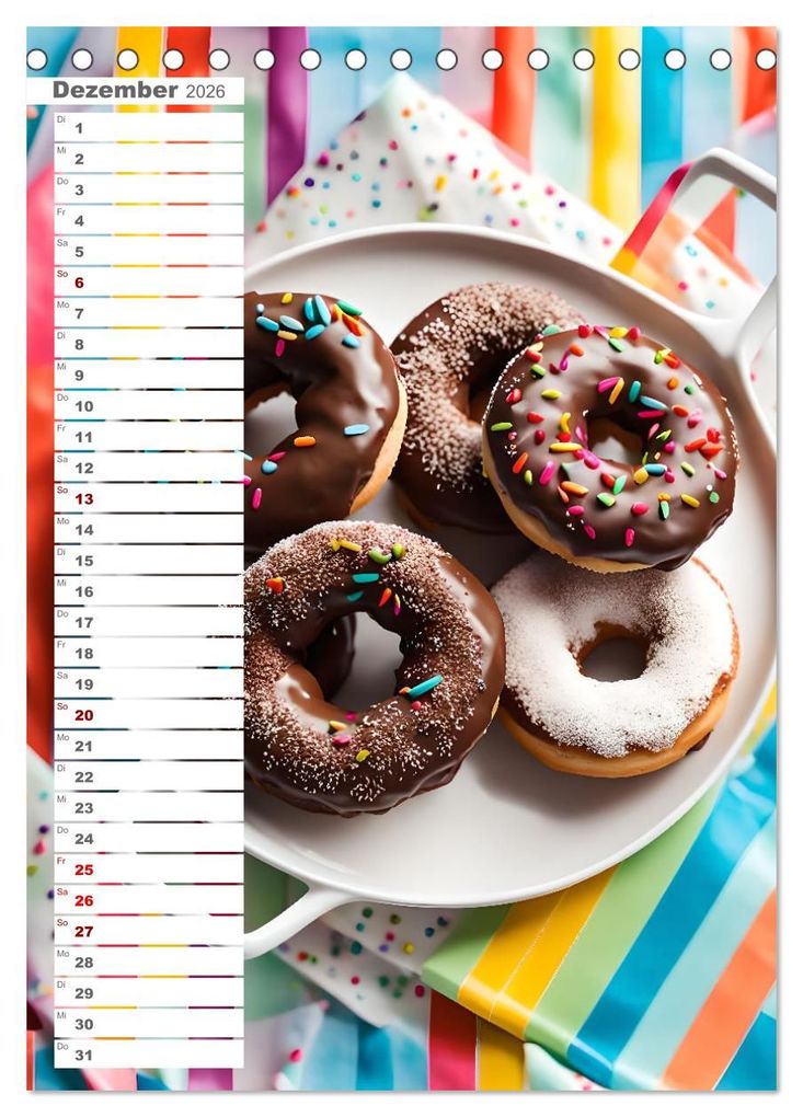 Weitere Ansicht: Donuts and Birthdays, süßer Geburtstagskalender mit bunte KI Donuts (Tischkalender 2026 DIN A5 hoch), CALVENDO Monatskalender | Fred Schimak, Calvendo
