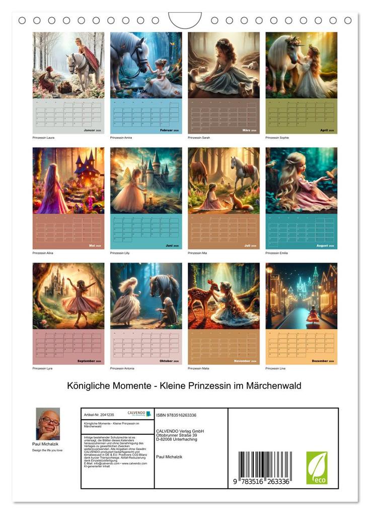 Weitere Ansicht: Königliche Momente - Kleine Prinzessin im Märchenwald (Wandkalender 2026 DIN A4 hoch), CALVENDO Monatskalender | Paul Michalzik, Calvendo