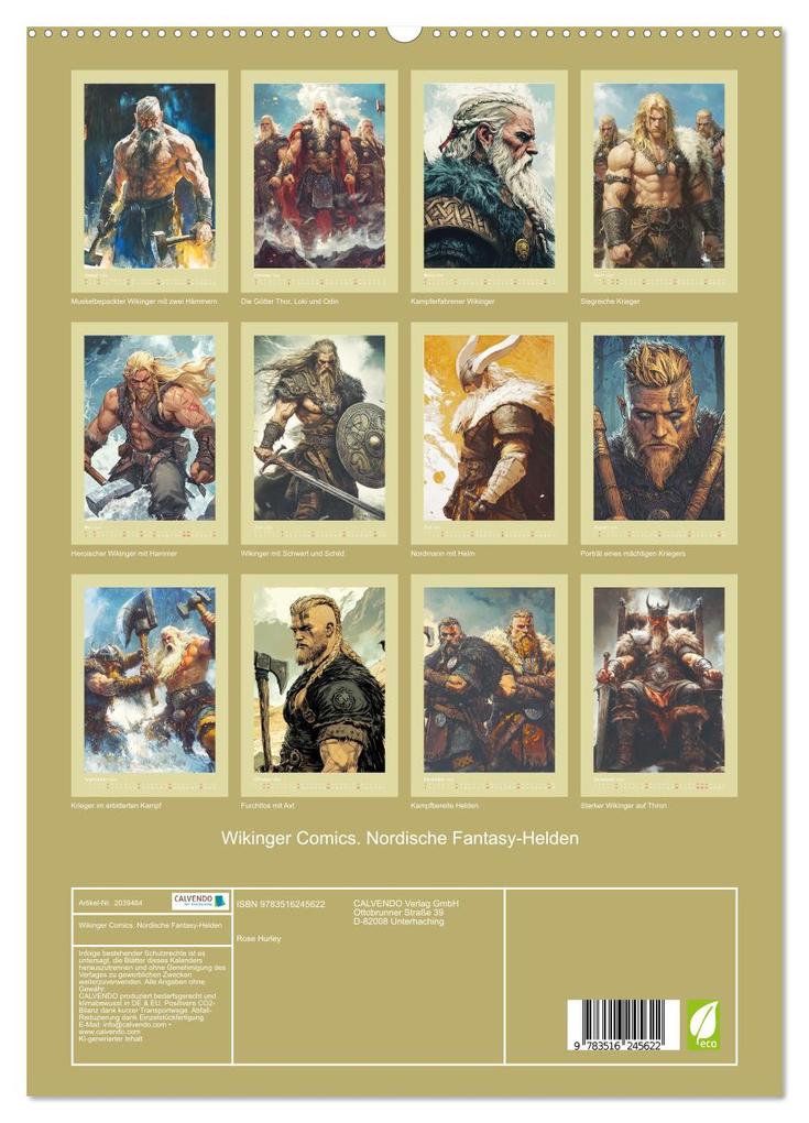 Weitere Ansicht: Wikinger Comics. Nordische Fantasy-Helden (hochwertiger Premium Wandkalender 2026 DIN A2 hoch), Kunstdruck in Hochglanz | Rose Hurley, Calvendo