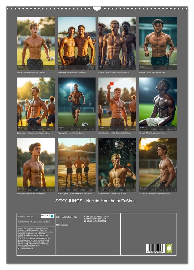 Weitere Ansicht: SEXY JUNGS - Nackte Haut beim Fußball (Wandkalender 2026 DIN A2 hoch), CALVENDO Monatskalender | MB Fotografie, Calvendo