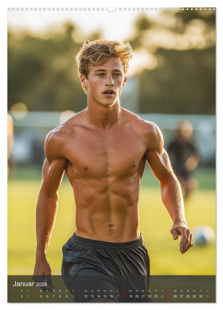 Weitere Ansicht: SEXY JUNGS - Nackte Haut beim Fußball (Wandkalender 2026 DIN A2 hoch), CALVENDO Monatskalender | MB Fotografie, Calvendo