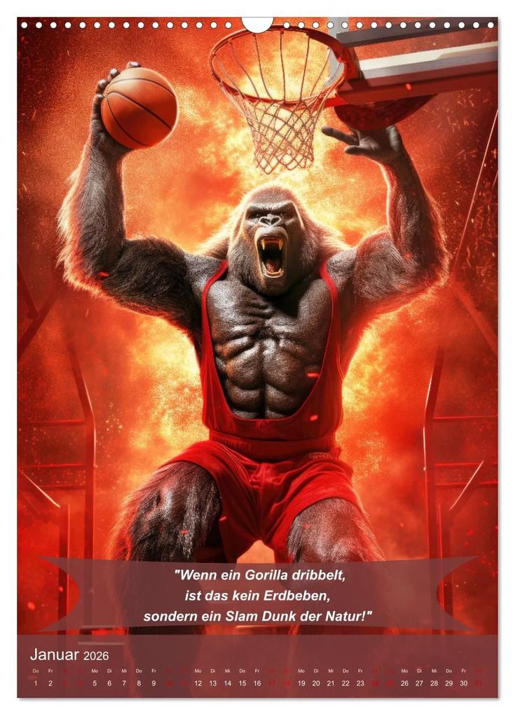 Weitere Ansicht: Der tierisch lustige Basketball-Kalender (Wandkalender 2026 DIN A3 hoch), CALVENDO Monatskalender | Peter Rübsamen, Calvendo