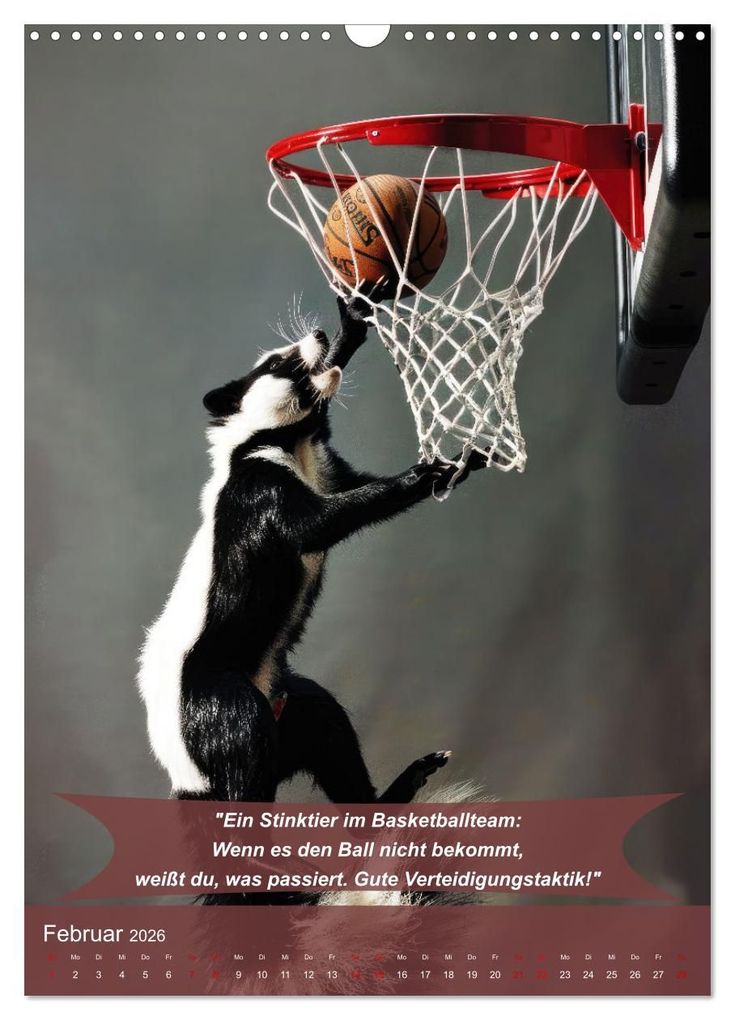 Weitere Ansicht: Der tierisch lustige Basketball-Kalender (Wandkalender 2026 DIN A3 hoch), CALVENDO Monatskalender | Peter Rübsamen, Calvendo