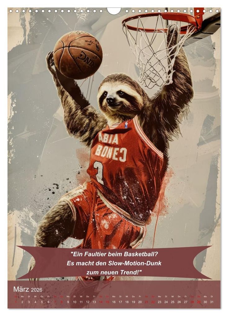 Weitere Ansicht: Der tierisch lustige Basketball-Kalender (Wandkalender 2026 DIN A3 hoch), CALVENDO Monatskalender | Peter Rübsamen, Calvendo