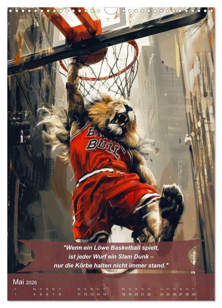 Weitere Ansicht: Der tierisch lustige Basketball-Kalender (Wandkalender 2026 DIN A3 hoch), CALVENDO Monatskalender | Peter Rübsamen, Calvendo