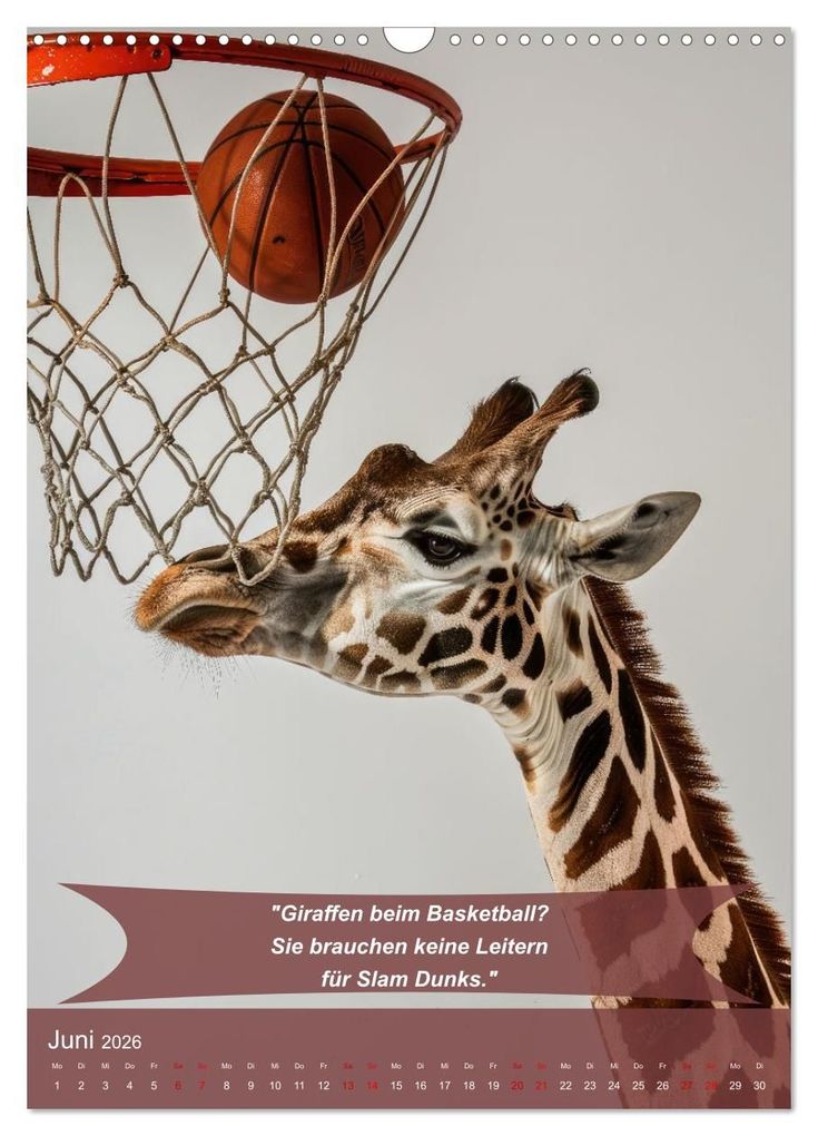 Weitere Ansicht: Der tierisch lustige Basketball-Kalender (Wandkalender 2026 DIN A3 hoch), CALVENDO Monatskalender | Peter Rübsamen, Calvendo