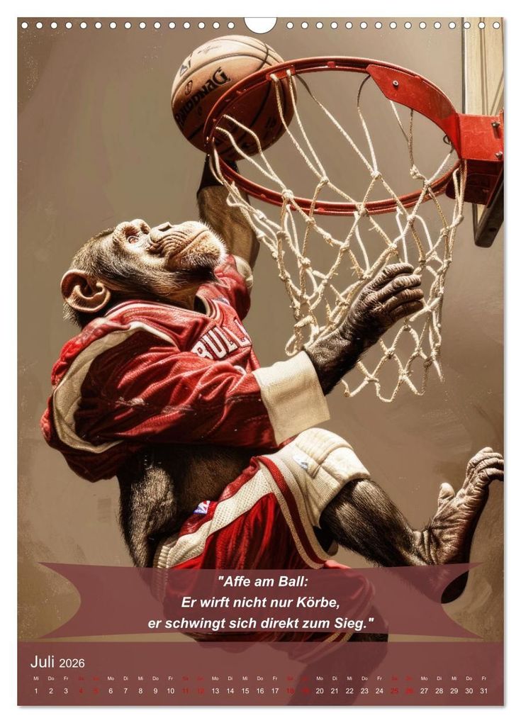 Weitere Ansicht: Der tierisch lustige Basketball-Kalender (Wandkalender 2026 DIN A3 hoch), CALVENDO Monatskalender | Peter Rübsamen, Calvendo