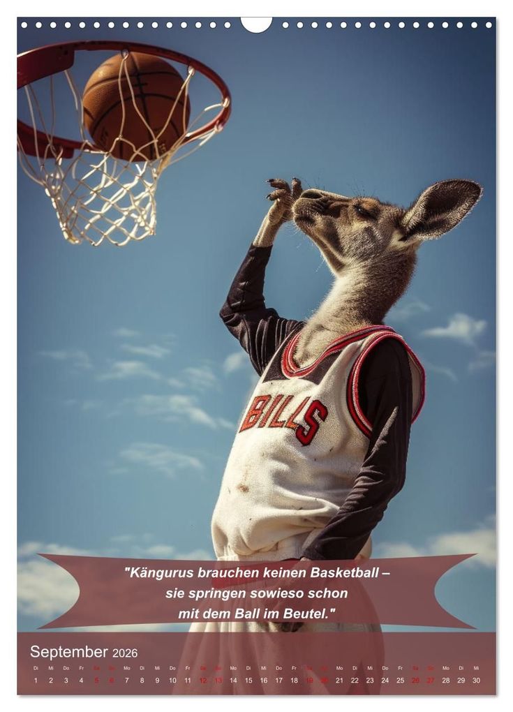 Weitere Ansicht: Der tierisch lustige Basketball-Kalender (Wandkalender 2026 DIN A3 hoch), CALVENDO Monatskalender | Peter Rübsamen, Calvendo