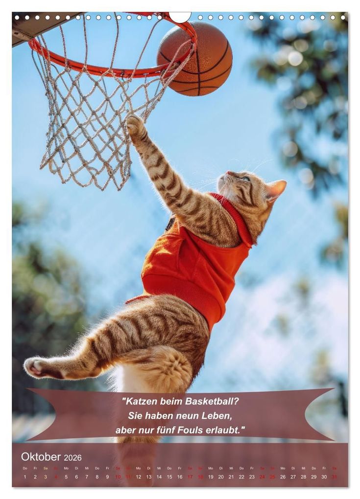 Weitere Ansicht: Der tierisch lustige Basketball-Kalender (Wandkalender 2026 DIN A3 hoch), CALVENDO Monatskalender | Peter Rübsamen, Calvendo