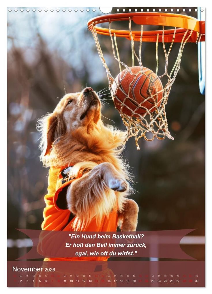 Weitere Ansicht: Der tierisch lustige Basketball-Kalender (Wandkalender 2026 DIN A3 hoch), CALVENDO Monatskalender | Peter Rübsamen, Calvendo