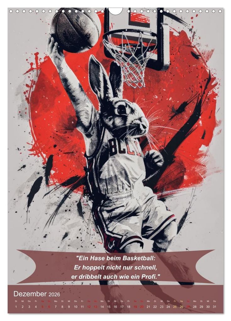 Weitere Ansicht: Der tierisch lustige Basketball-Kalender (Wandkalender 2026 DIN A3 hoch), CALVENDO Monatskalender | Peter Rübsamen, Calvendo