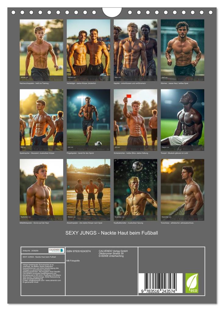 Weitere Ansicht: SEXY JUNGS - Nackte Haut beim Fußball (Wandkalender 2026 DIN A4 hoch), CALVENDO Monatskalender | MB Fotografie, Calvendo