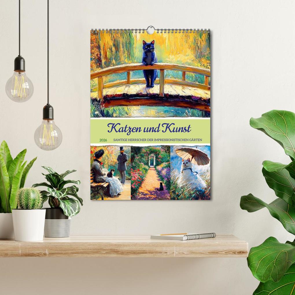 Weitere Ansicht: Katzen und Kunst - Samtige Herrscher der impressionistischen Gärten (Wandkalender 2026 DIN A3 hoch), CALVENDO Monatskalender | Anja Frost, Calvendo