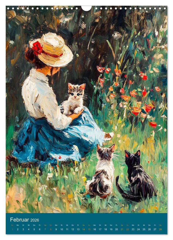 Weitere Ansicht: Katzen und Kunst - Samtige Herrscher der impressionistischen Gärten (Wandkalender 2026 DIN A3 hoch), CALVENDO Monatskalender | Anja Frost, Calvendo