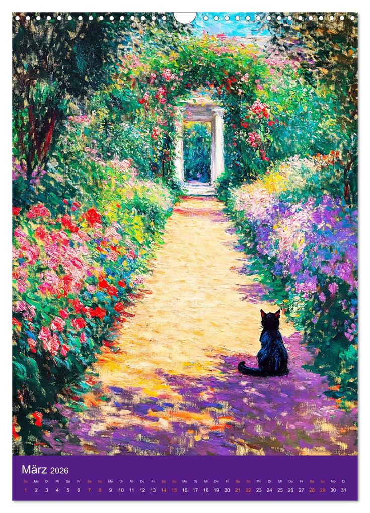 Weitere Ansicht: Katzen und Kunst - Samtige Herrscher der impressionistischen Gärten (Wandkalender 2026 DIN A3 hoch), CALVENDO Monatskalender | Anja Frost, Calvendo