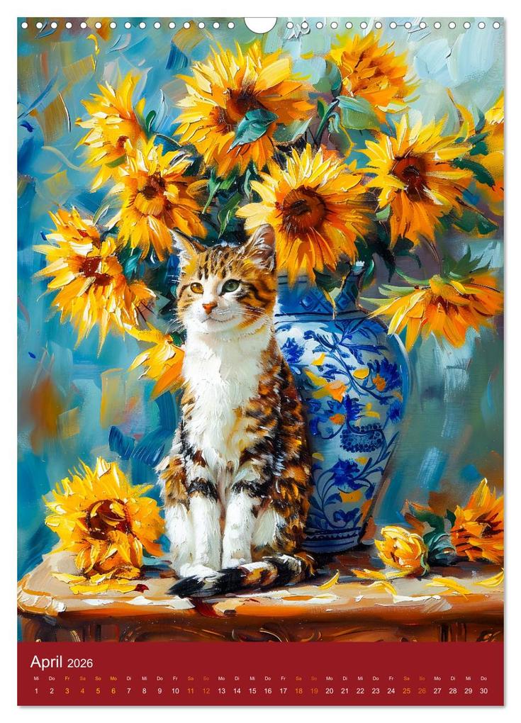 Weitere Ansicht: Katzen und Kunst - Samtige Herrscher der impressionistischen Gärten (Wandkalender 2026 DIN A3 hoch), CALVENDO Monatskalender | Anja Frost, Calvendo
