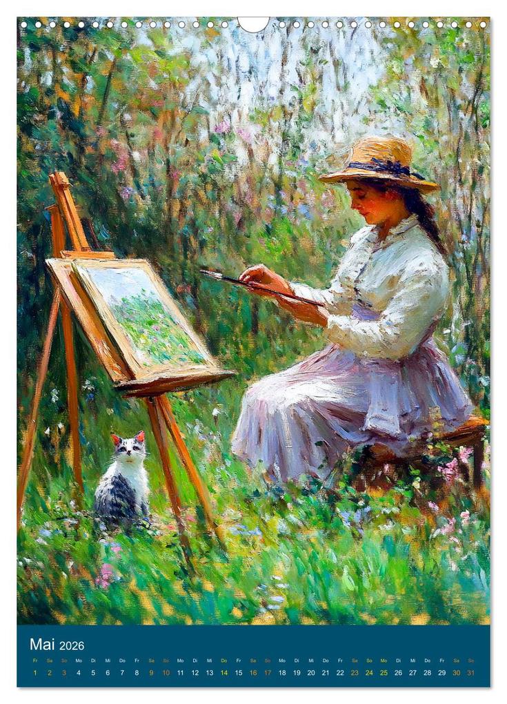 Weitere Ansicht: Katzen und Kunst - Samtige Herrscher der impressionistischen Gärten (Wandkalender 2026 DIN A3 hoch), CALVENDO Monatskalender | Anja Frost, Calvendo