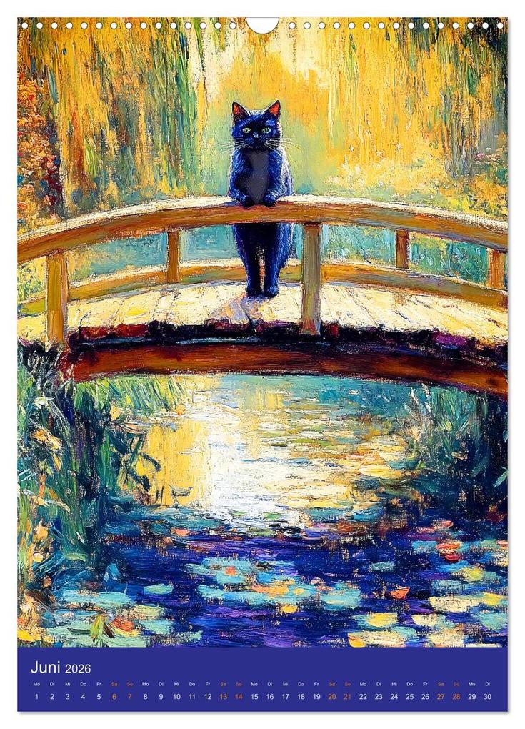 Weitere Ansicht: Katzen und Kunst - Samtige Herrscher der impressionistischen Gärten (Wandkalender 2026 DIN A3 hoch), CALVENDO Monatskalender | Anja Frost, Calvendo