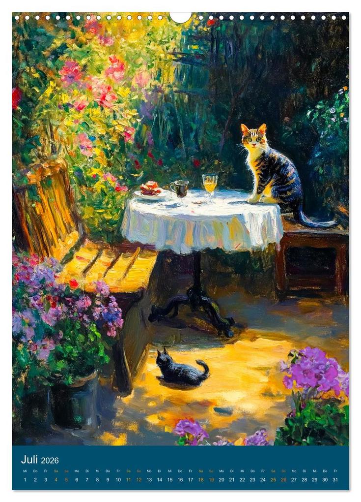 Weitere Ansicht: Katzen und Kunst - Samtige Herrscher der impressionistischen Gärten (Wandkalender 2026 DIN A3 hoch), CALVENDO Monatskalender | Anja Frost, Calvendo
