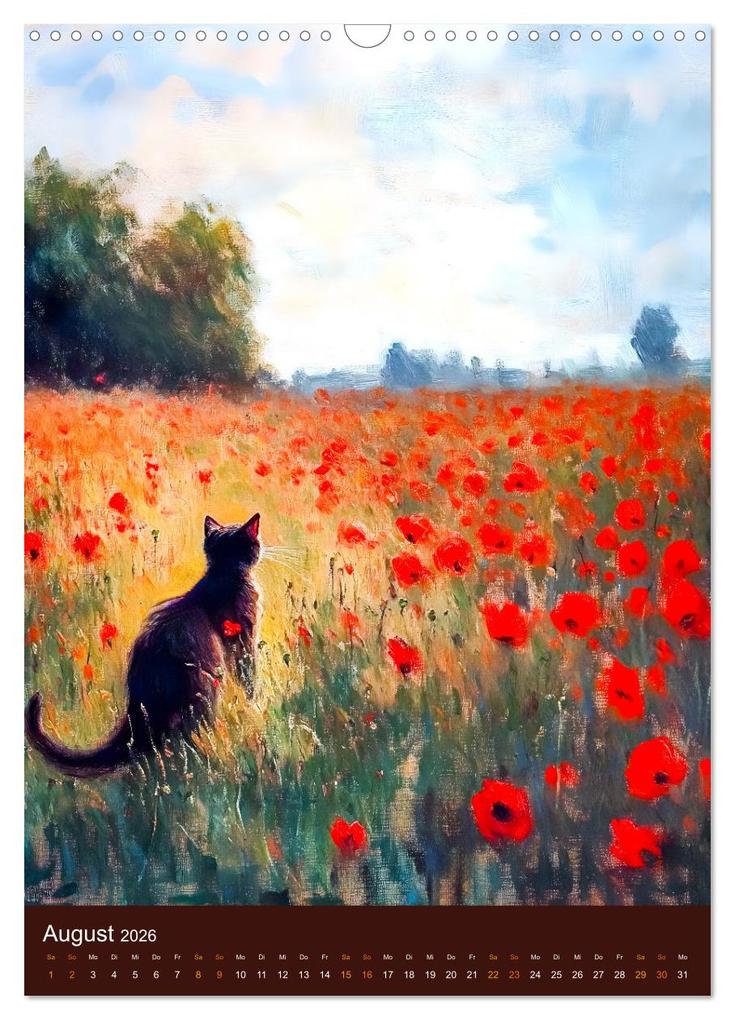 Weitere Ansicht: Katzen und Kunst - Samtige Herrscher der impressionistischen Gärten (Wandkalender 2026 DIN A3 hoch), CALVENDO Monatskalender | Anja Frost, Calvendo