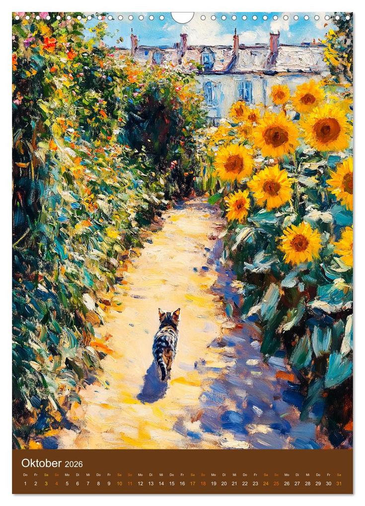 Weitere Ansicht: Katzen und Kunst - Samtige Herrscher der impressionistischen Gärten (Wandkalender 2026 DIN A3 hoch), CALVENDO Monatskalender | Anja Frost, Calvendo