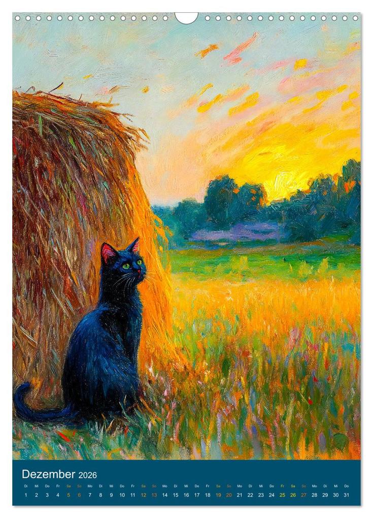 Weitere Ansicht: Katzen und Kunst - Samtige Herrscher der impressionistischen Gärten (Wandkalender 2026 DIN A3 hoch), CALVENDO Monatskalender | Anja Frost, Calvendo