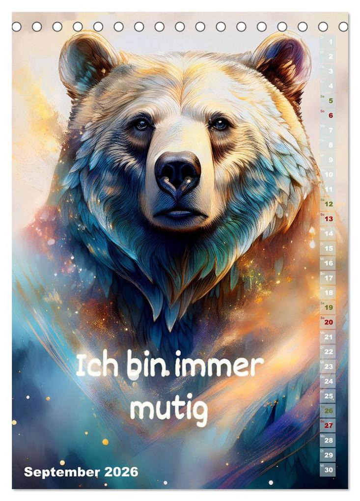 Weitere Ansicht: Ich bin stark - Ein tierischer Affirmationskalender (Tischkalender 2026 DIN A5 hoch), CALVENDO Monatskalender | drachenkind-fotografie drachenkind-fotografie, Calvendo, Drachenkind-Fotografie