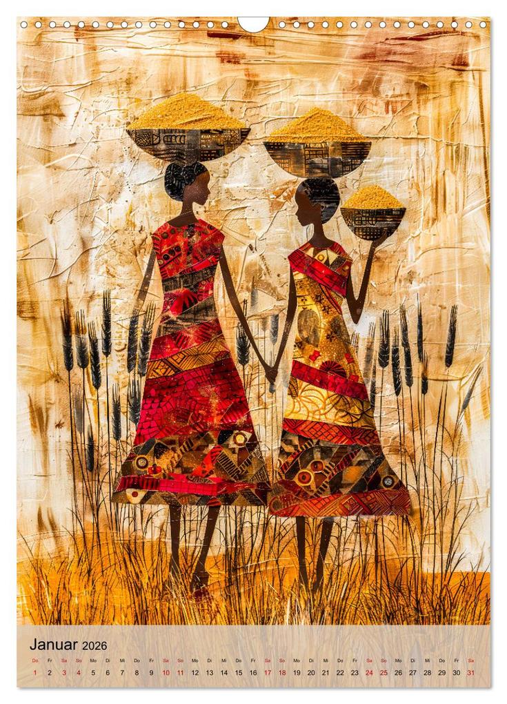 Weitere Ansicht: Afrikanische Eleganz - Illustrationen in harmonischen Farben (Wandkalender 2026 DIN A3 hoch), CALVENDO Monatskalender | Anja Frost, Calvendo