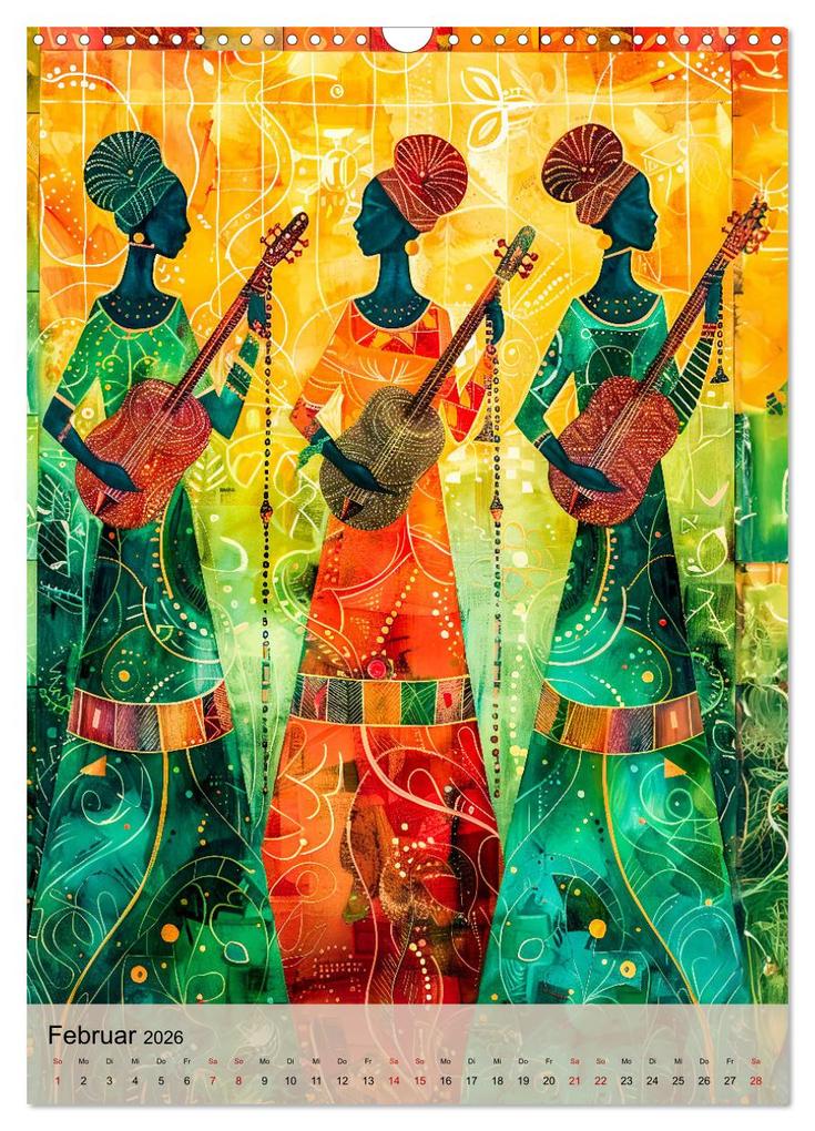 Weitere Ansicht: Afrikanische Eleganz - Illustrationen in harmonischen Farben (Wandkalender 2026 DIN A3 hoch), CALVENDO Monatskalender | Anja Frost, Calvendo
