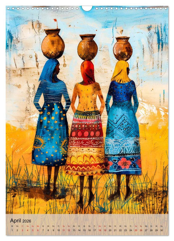Weitere Ansicht: Afrikanische Eleganz - Illustrationen in harmonischen Farben (Wandkalender 2026 DIN A3 hoch), CALVENDO Monatskalender | Anja Frost, Calvendo