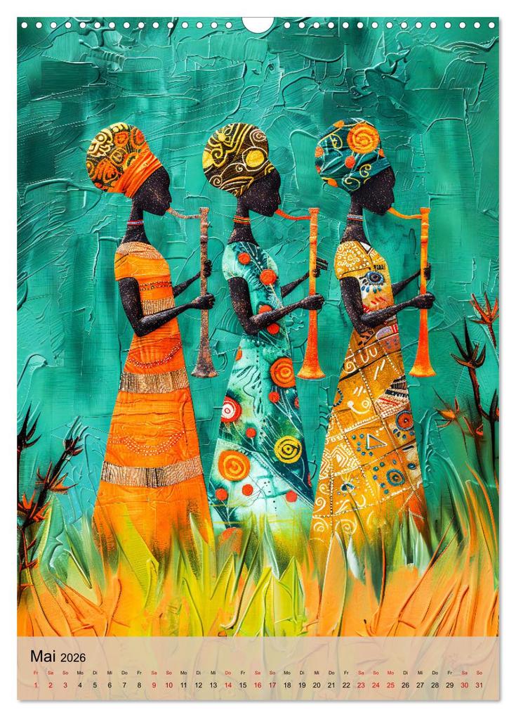 Weitere Ansicht: Afrikanische Eleganz - Illustrationen in harmonischen Farben (Wandkalender 2026 DIN A3 hoch), CALVENDO Monatskalender | Anja Frost, Calvendo