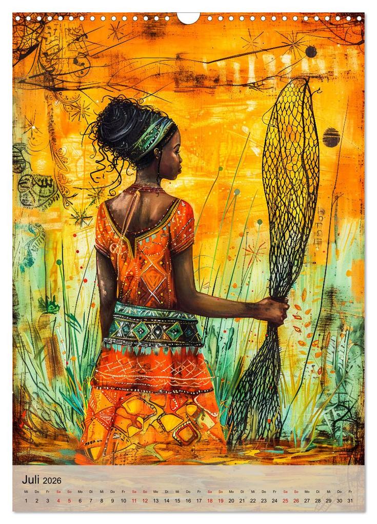 Weitere Ansicht: Afrikanische Eleganz - Illustrationen in harmonischen Farben (Wandkalender 2026 DIN A3 hoch), CALVENDO Monatskalender | Anja Frost, Calvendo