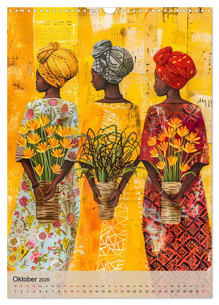 Weitere Ansicht: Afrikanische Eleganz - Illustrationen in harmonischen Farben (Wandkalender 2026 DIN A3 hoch), CALVENDO Monatskalender | Anja Frost, Calvendo
