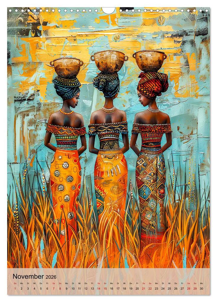 Weitere Ansicht: Afrikanische Eleganz - Illustrationen in harmonischen Farben (Wandkalender 2026 DIN A3 hoch), CALVENDO Monatskalender | Anja Frost, Calvendo