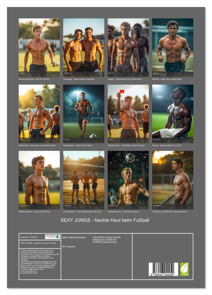 Weitere Ansicht: SEXY JUNGS - Nackte Haut beim Fußball (Wandkalender 2026 DIN A3 hoch), CALVENDO Monatskalender | MB Fotografie, Calvendo