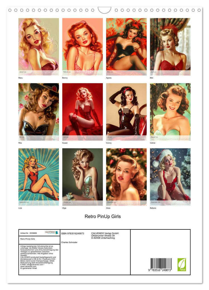 Weitere Ansicht: Retro PinUp Girls (Wandkalender 2026 DIN A3 hoch), CALVENDO Monatskalender | Charles Schrader, Calvendo